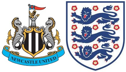 Who are the four players that scored the most goals for England while with Newcastle United? 1 image 2