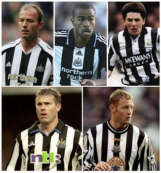 Who are the five players that won 20 or more England Caps with Newcastle United? 1 image 2