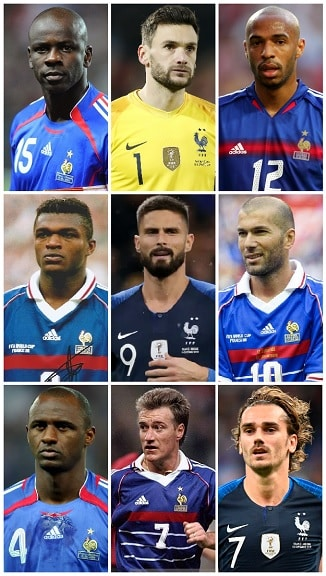 Which players have won 100 or more Caps for France? 1 image 3