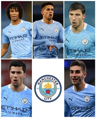 Which five Manchester City Players won their first Premier League Medals in 2020-21? 1 image 7