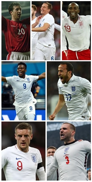 England Goalscorers v Italy