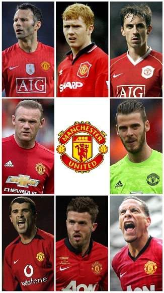 Which 8 players made over 300 Premier League Appearances for Manchester United? 12 Manchester Players Appearances