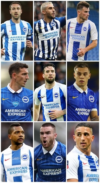 Which Brighton & Hove Albion players scored 10 or more Premier League Goals? 1 Brighton Hove Albion Players