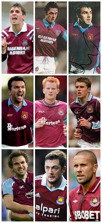 Who were the nine West Ham United Players that wore the Number Six Shirt from 1993-2008 before it was Retired in honour of Bobby Moore? 1 West Ham United Number 6 shirt number