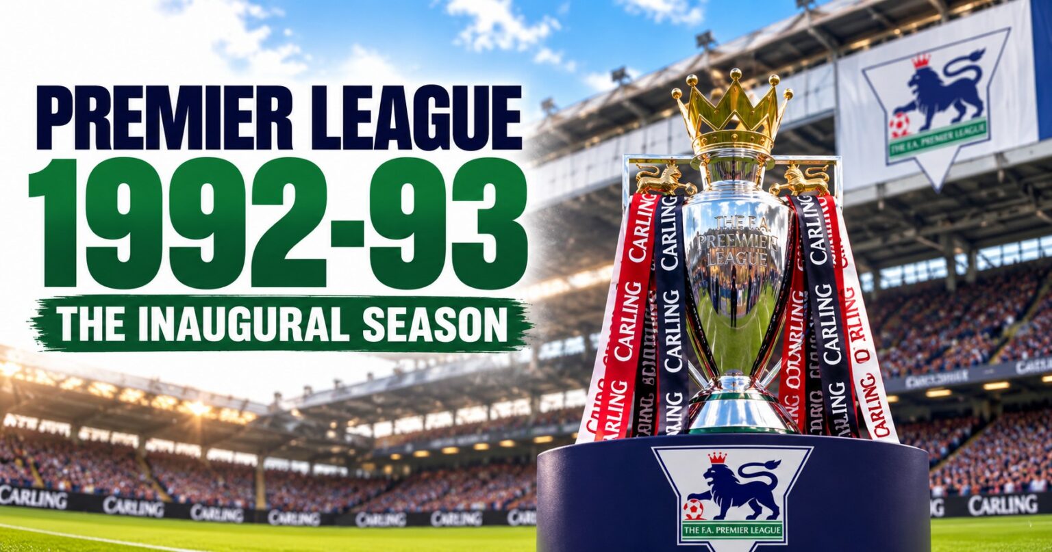 Premier League 1992-93 : La saison inaugurale 1 Saison inaugurale de la Premier League 1992-93 avec le trophée de la Premier League