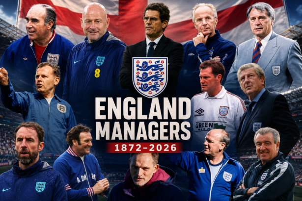 England Managers 7 Collage of England national football team managers from Walter Winterbottom to Thomas Tuchel