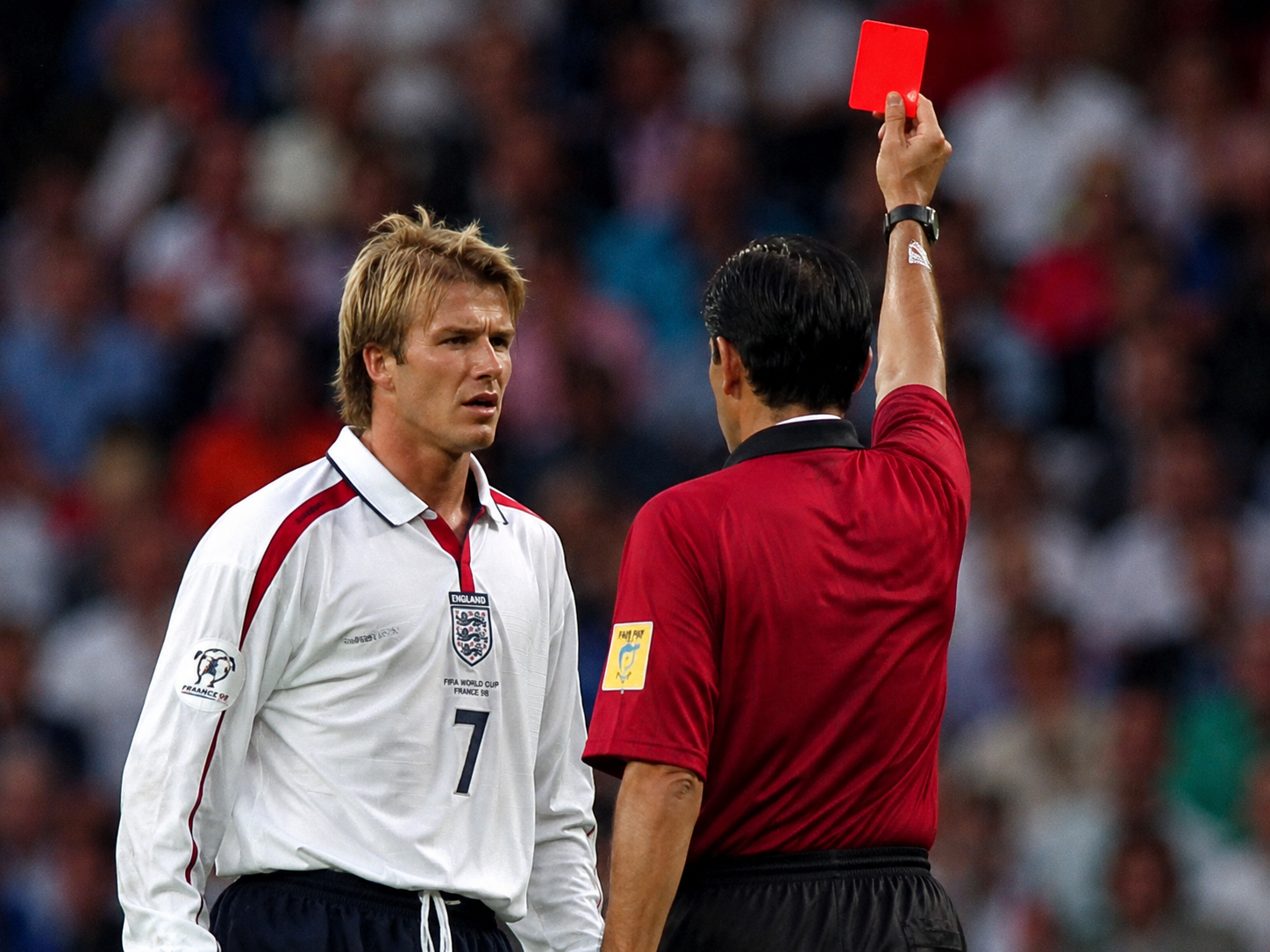 England Players Sent Off 45 David Beckhams 1998 World Cup dismissal