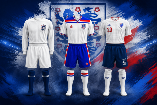 England Football Record 6 England national football team home kits through the years featuring classic and modern England shirts