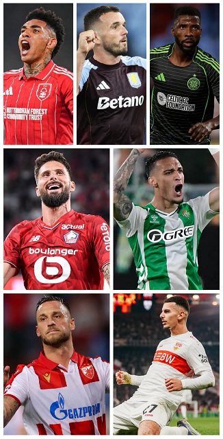 UEFA Europa League 2025-26 past & present Premier League Goalscorers