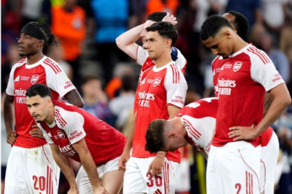 Arsenal players dejected after Champions League final defeat to PSG 2026