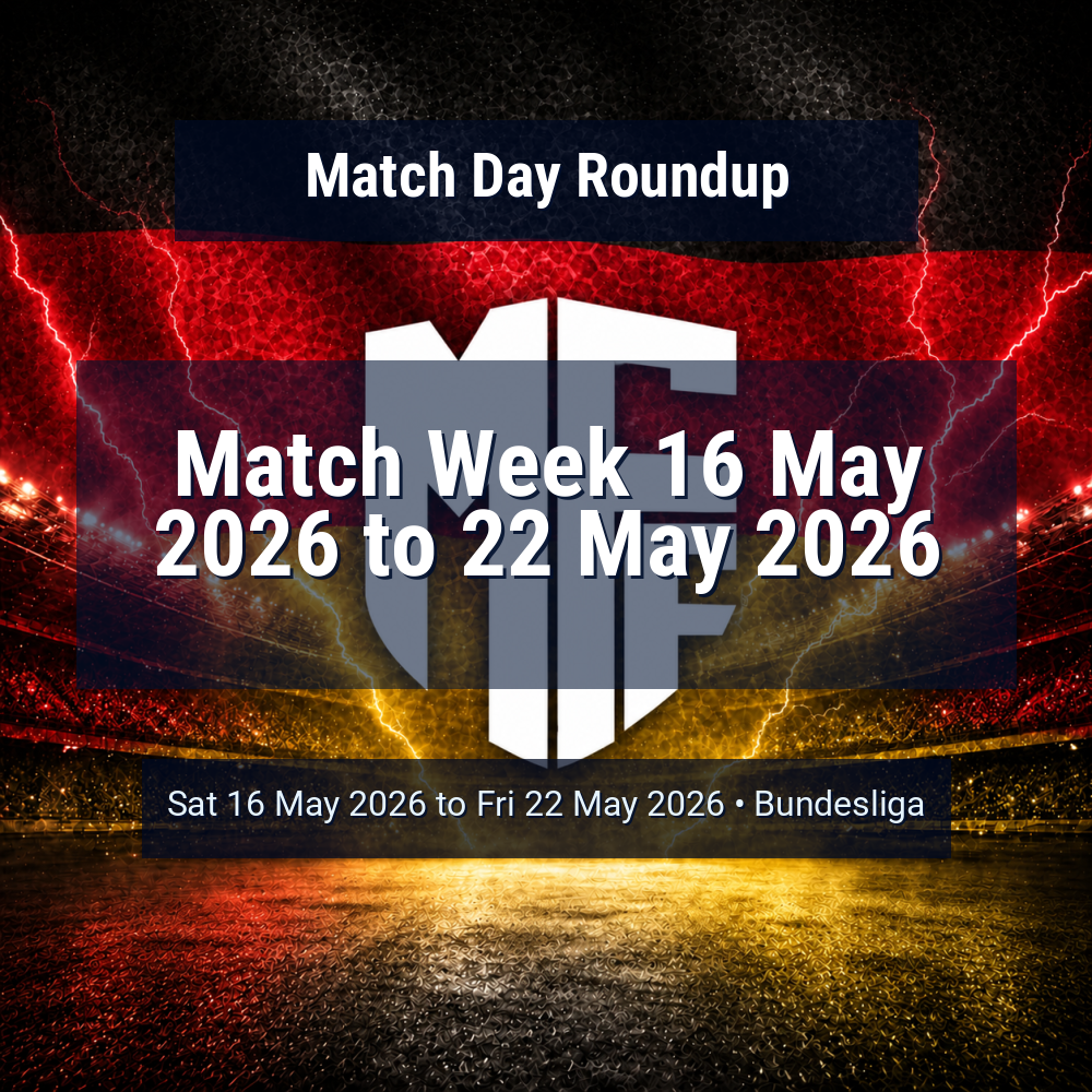 Bundesliga Match Week 16 May 2026 to 22 May 2026 Predictions: Best Odds and Match Previews 1 vs