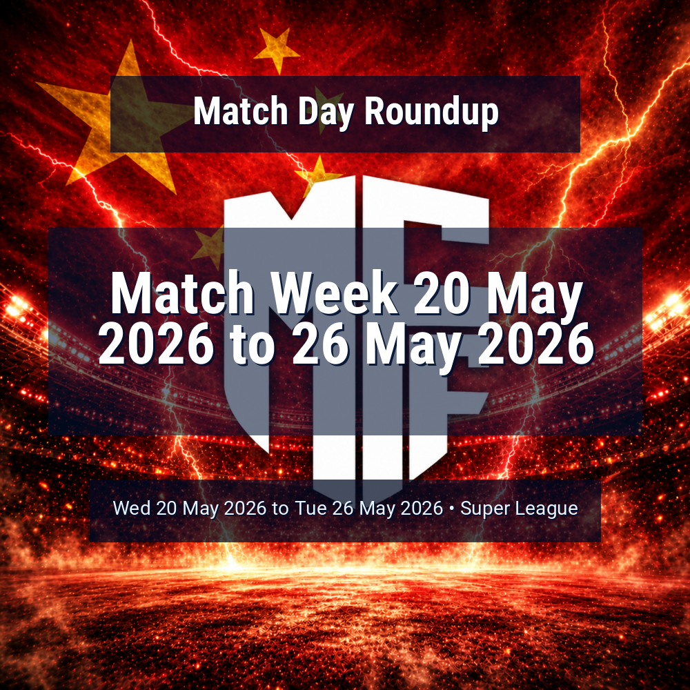 Super League Match Week 20 May 2026 to 26 May 2026 Predictions: Best Odds and Match Previews 1 vs