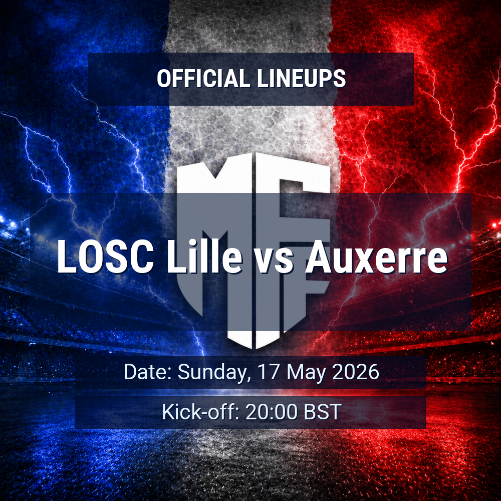 Lineups: LOSC Lille vs Auxerre - Sun 17 May 2026 20:00 BST 1 official lineups 19433448