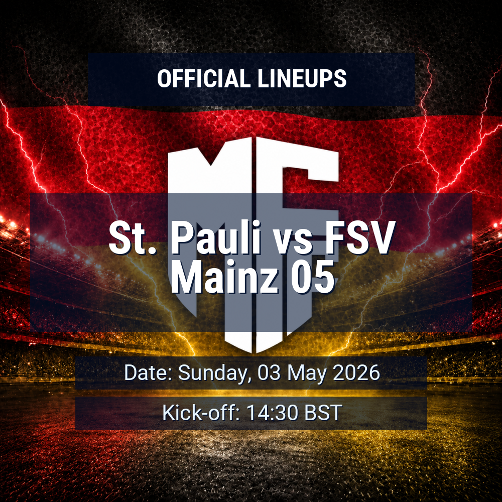 Lineups: St. Pauli vs FSV Mainz 05 - Sun 3 May 2026 14:30 BST 1 official lineups 19433759