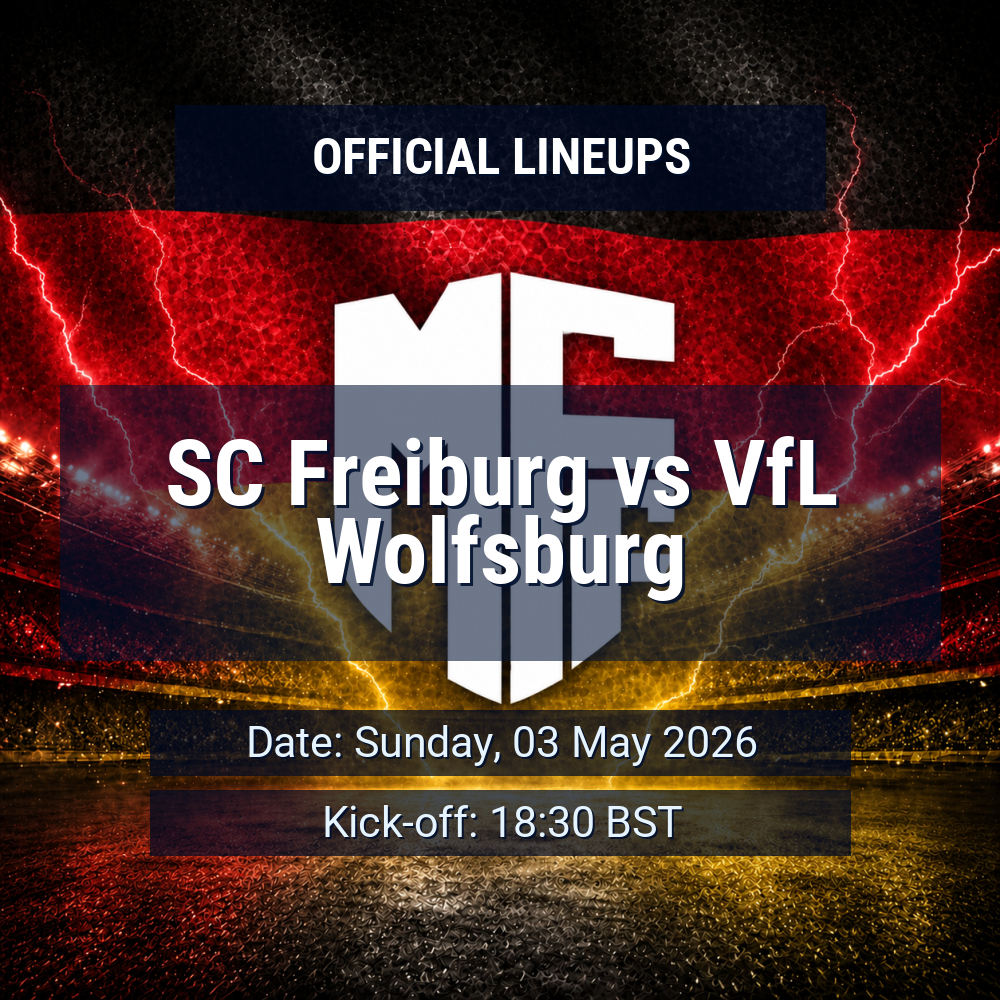 Lineups: SC Freiburg vs VfL Wolfsburg - Sun 3 May 2026 18:30 BST 1 official lineups 19433760