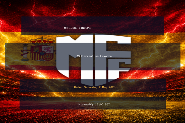 Lineups: Villarreal vs Levante - Sat 2 May 2026 13:00 BST 2 official lineups 19439589