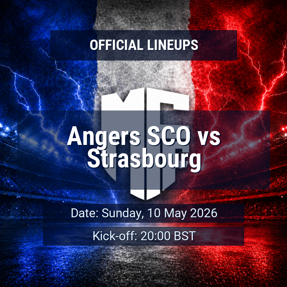 Lineups: Angers SCO vs Strasbourg - Sun 10 May 2026 20:00 BST 1 official lineups 19467926