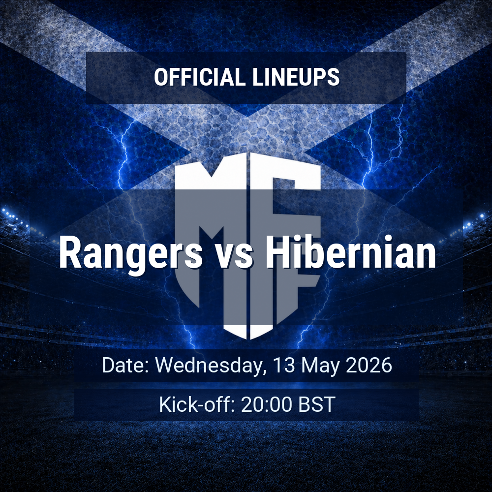 Lineups: Rangers vs Hibernian - Wed 13 May 2026 20:00 BST 1 official lineups 19700208