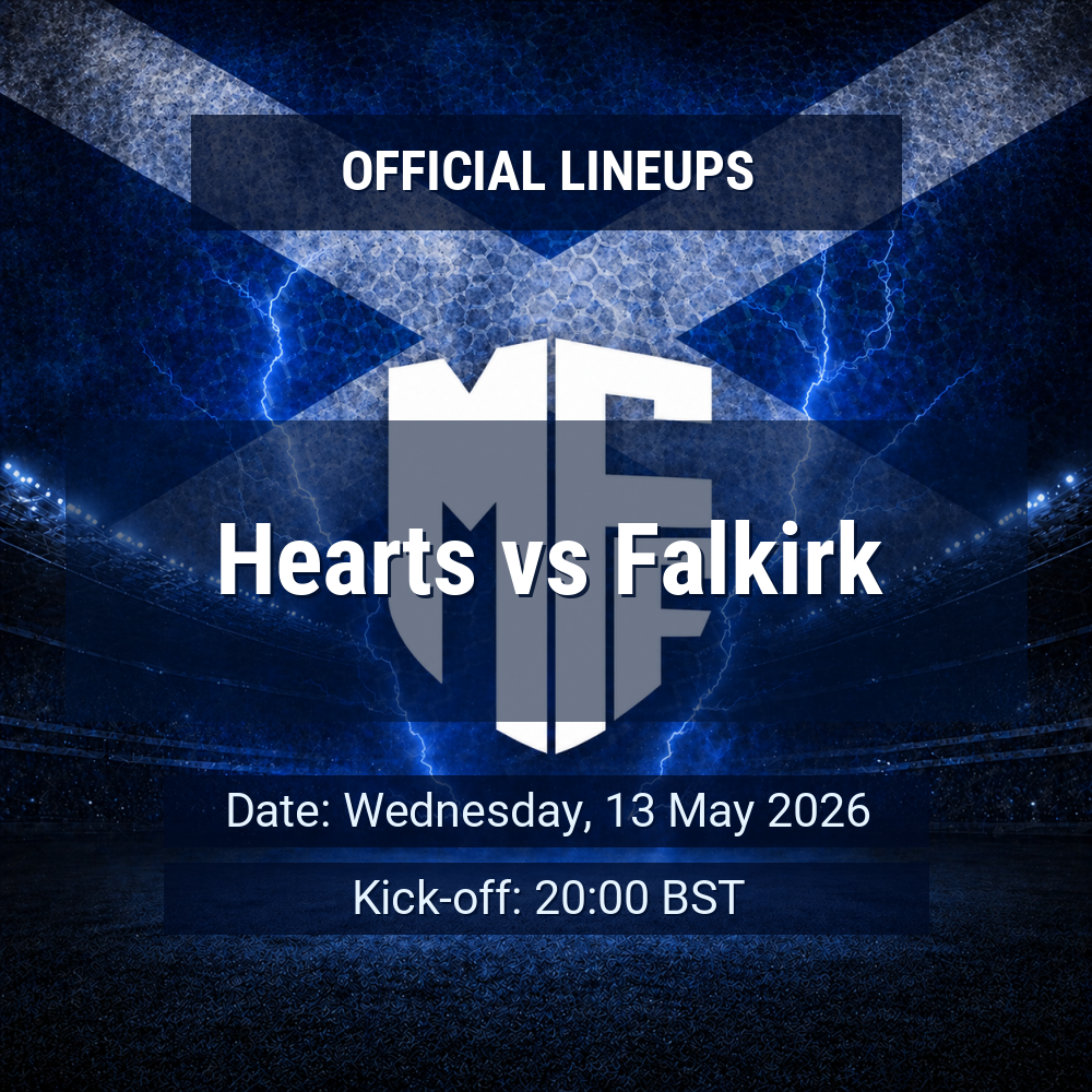 Lineups: Hearts vs Falkirk - Wed 13 May 2026 20:00 BST 1 official lineups 19700210