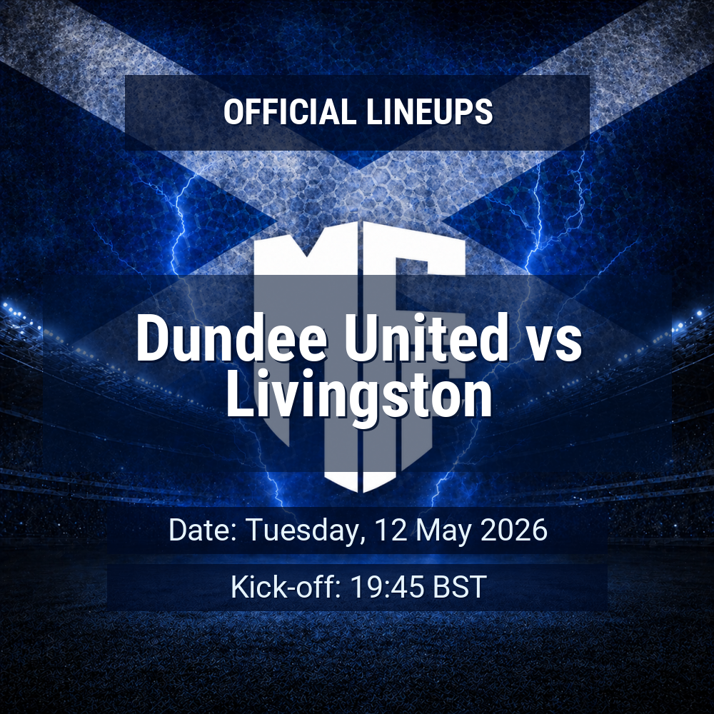 Lineups: Dundee United vs Livingston - Tue 12 May 2026 19:45 BST 1 official lineups 19700212