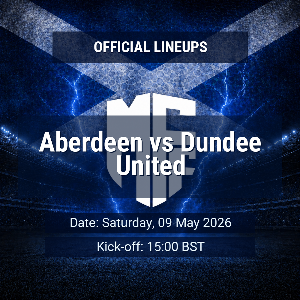 Lineups: Aberdeen vs Dundee United - Sat 9 May 2026 15:00 BST 1 official lineups 19700218