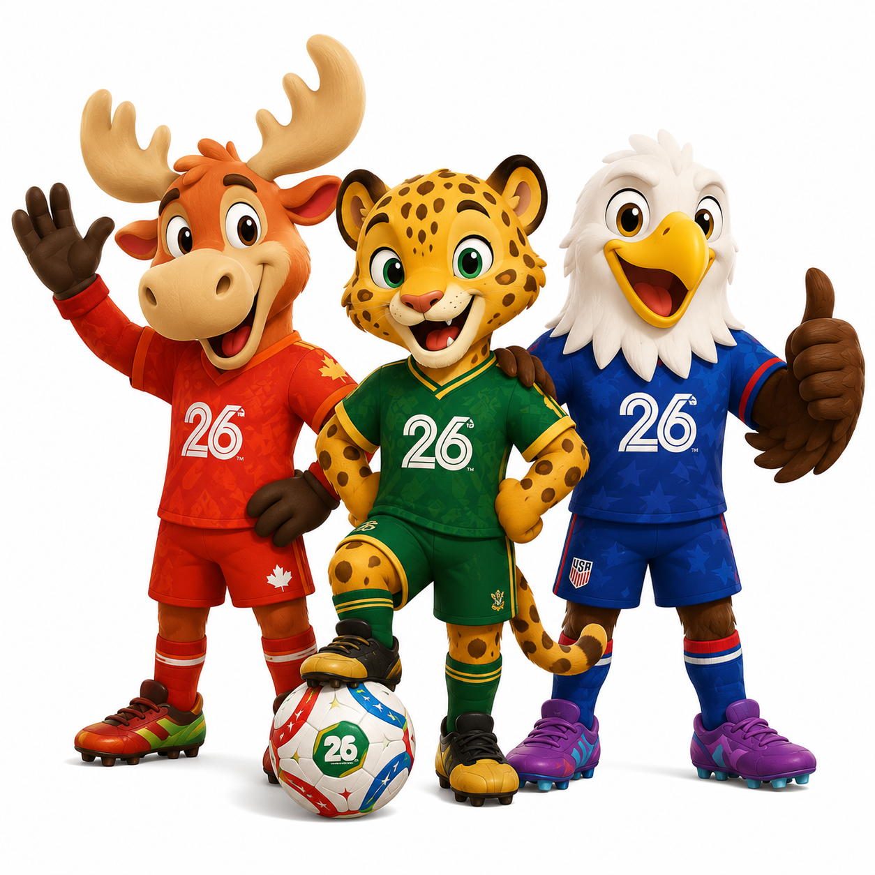 World Cup Maple, Zayu and Clutch - FIFA World Cup 2026 Mascots World Cup Maple, Zayu and Clutch mascots from the 2026 FIFA World Cup in Canada, Mexico and United States