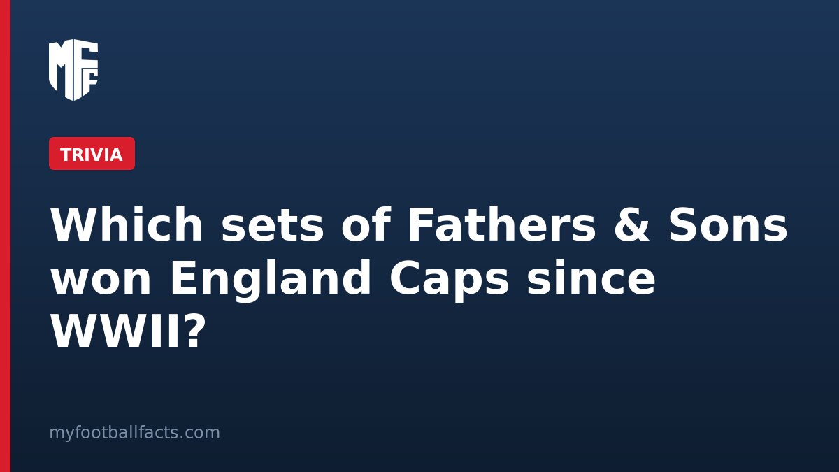 Which sets of Fathers & Sons won England Caps since WWII? 1 Which sets of Fathers & Sons won England Caps since WWII?