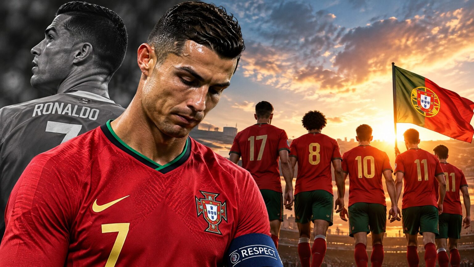 Ego vs. Evolution: Is This the Final End of the Ronaldo Era for Portugal? 1 Cristiano Ronaldo in Portugal’s red No. 7 shirt as younger Portuguese players emerge, symbolising the end of the Ronaldo era and a new generation for Portugal